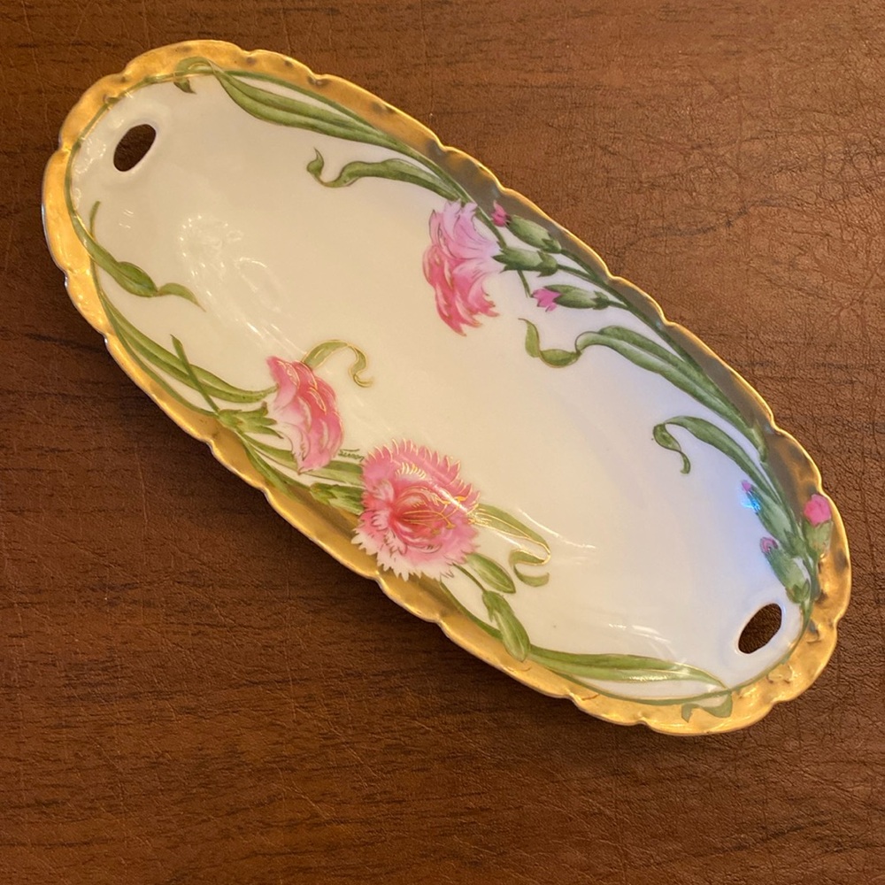 Antique Bavarian Hand-painted Celery Dish